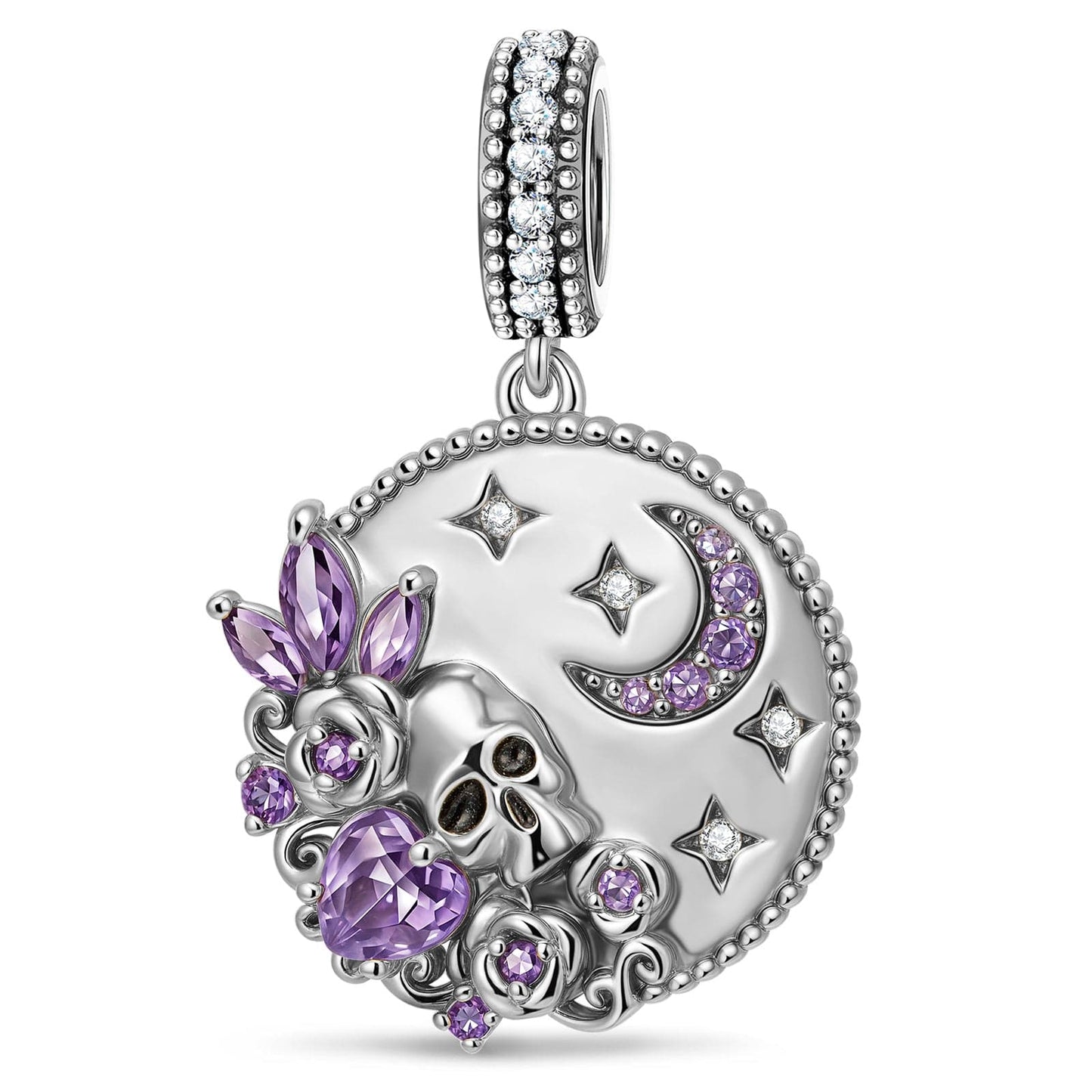 Sterling Silver Haunted Moonlit Dangle Charms In Blackened 925 Sterling Silver