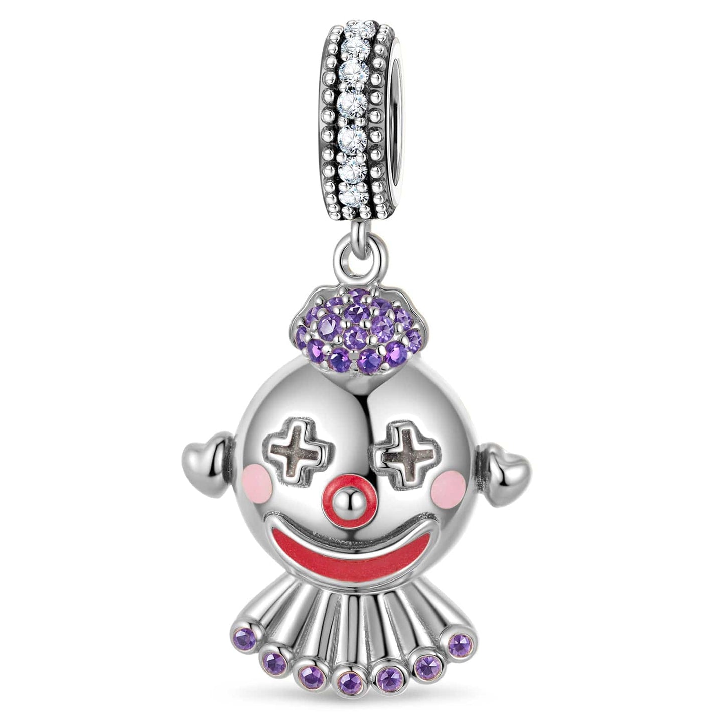 Sterling Silver Harlequin's Haunt Dangle Charms With Enamel In Blackened 925 Sterling Silver