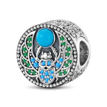 Sterling Silver Natural Turquoise Guarding Spirit Talisman Charm - Blackened 925 Sterling Silver