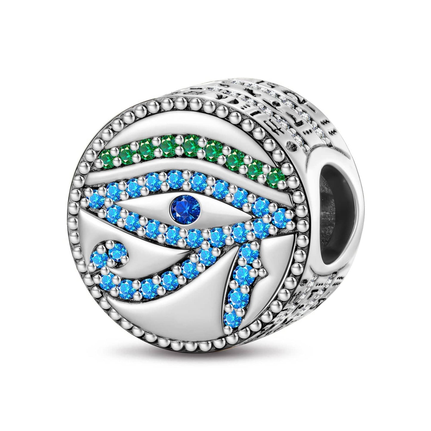 Sterling Silver Natural Turquoise Guarding Spirit Talisman Charm - Blackened 925 Sterling Silver