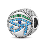 Sterling Silver Natural Turquoise Guarding Spirit Talisman Charm - Blackened 925 Sterling Silver