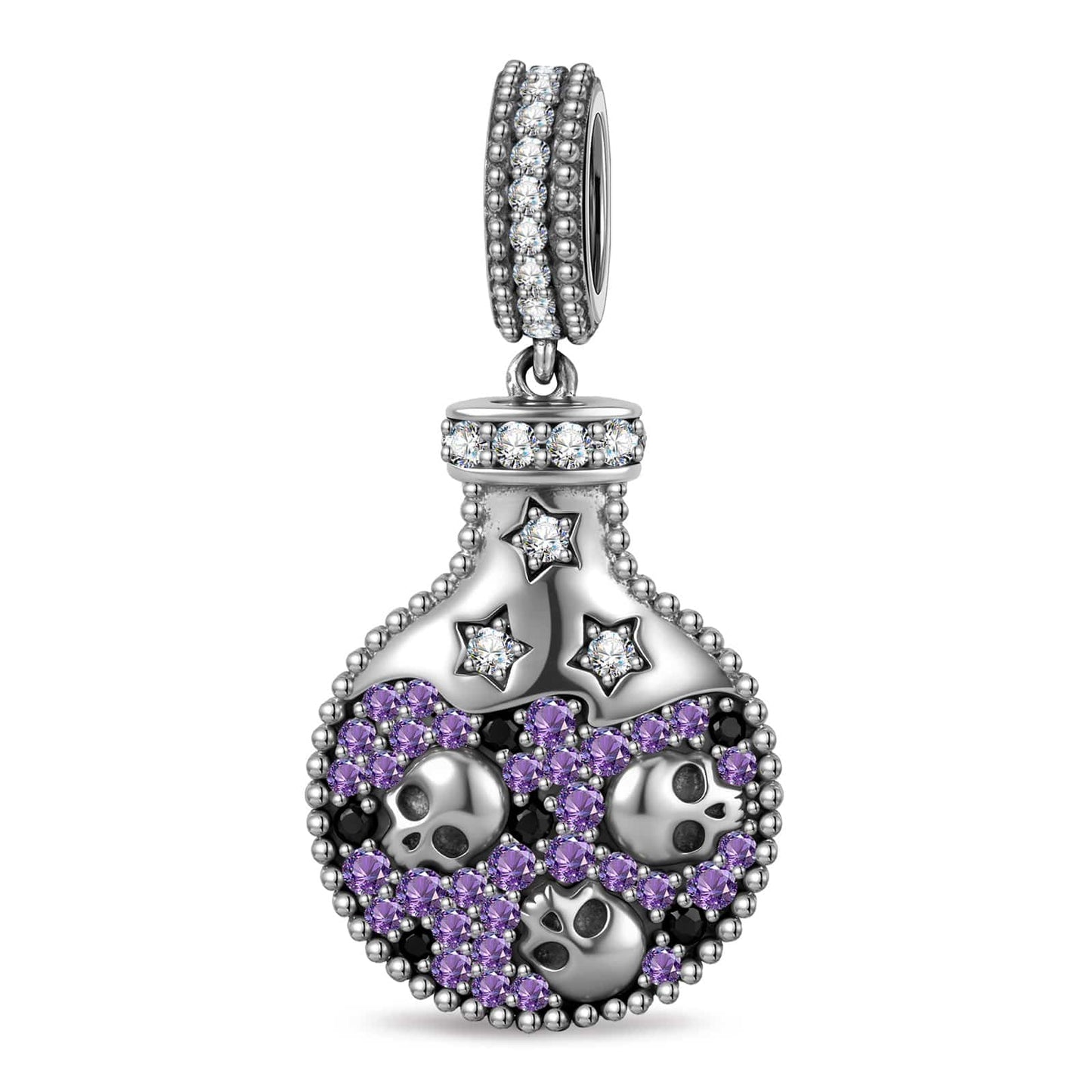 Magic Potion Bottle Dual‑Sided Dangle Charm in Tarnish-resistant Silver