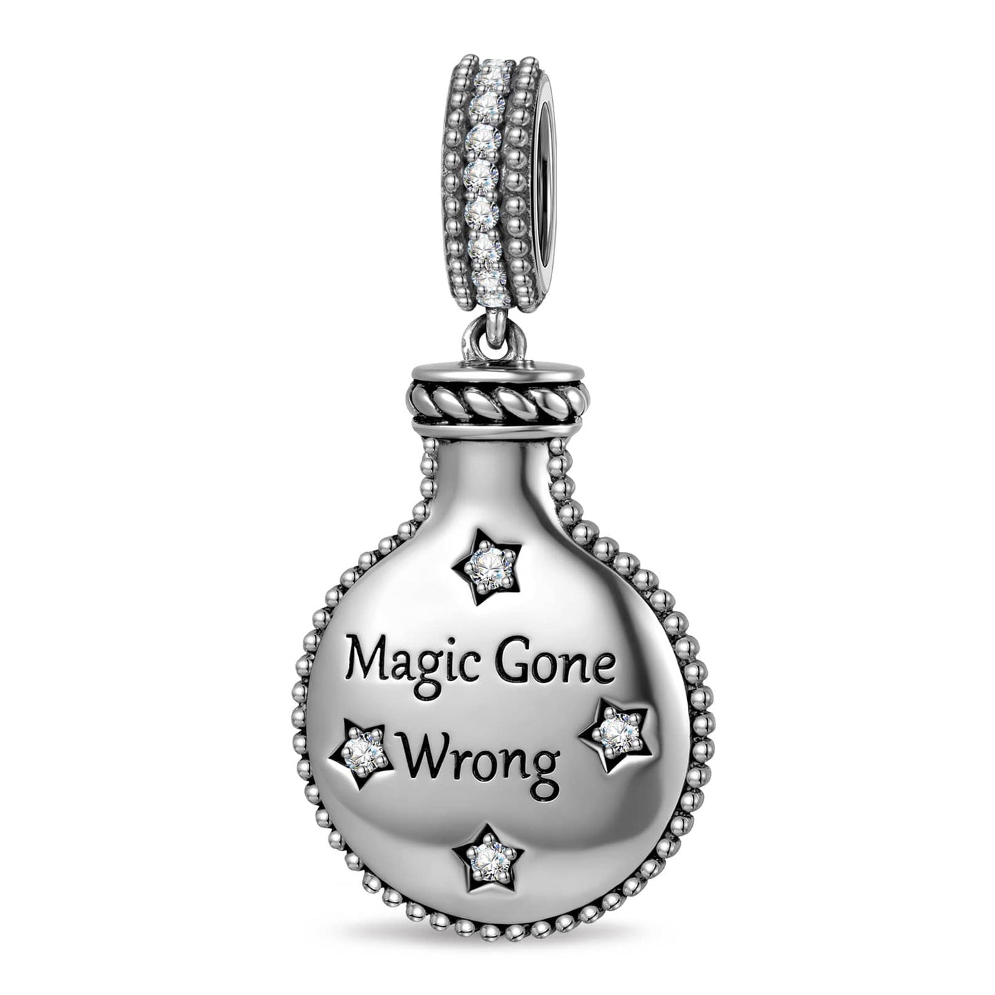 Magic Potion Bottle Dual‑Sided Dangle Charm in Tarnish-resistant Silver