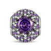 Sterling Silver Royal Radiance Amethyst & Pavé Halo Charm Bead