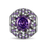 Royal Radiance Lab-Grown Amethyst & Pavé Halo Charm Bead in Tarnish-Resistant Silver