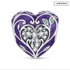 Blackened Solid 925 Sterling Silver Halloween Luminous Purple Enamel Gothic Vine Heart Charm Bead