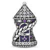 Blackened Solid 925 Sterling Silver Enchanted Rapunzel Tower Purple Enamel & Pavé Charm Bead