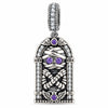 Blackened Solid 925 Sterling Silver Halloween Mummy & Crescent Moon Spiderweb Gothic Window Double-Sided Dangle Charm