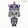 Blackened Solid 925 Sterling Silver Purple Crown Royal Skeleton Dangle Charm