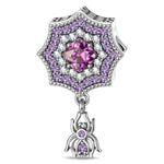 Sterling Silver Purple Web Crawler Dangle Charms In Blackened 925 Sterling Silver