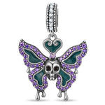 Sterling Silver Macabre Monarch Dangle Charms With Enamel In Blackened 925 Sterling Silver