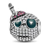Sterling Silver Piercing Grin Charms With Enamel In Blackened 925 Sterling Silver
