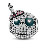 Sterling Silver Piercing Grin Charms With Enamel In Blackened 925 Sterling Silver