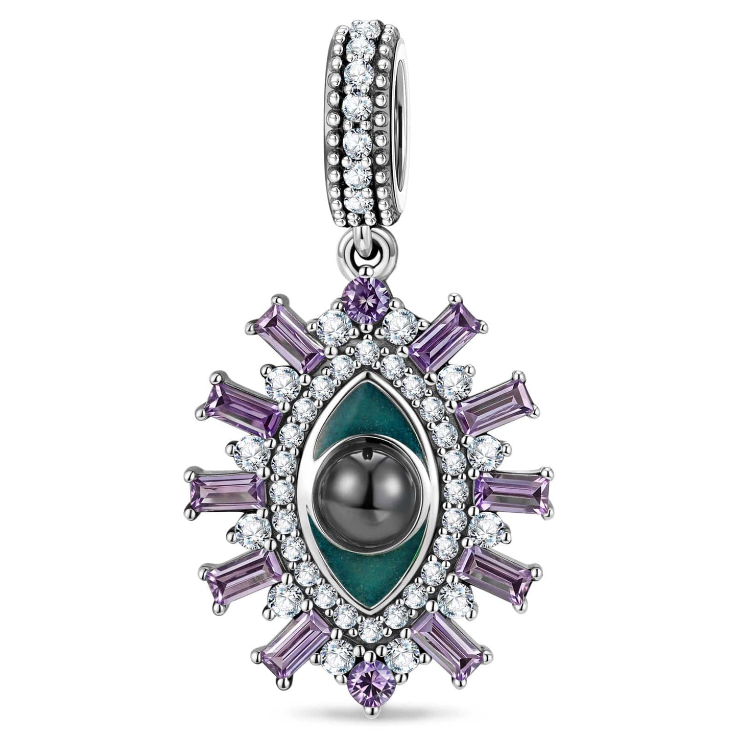 Sterling Silver Enchanted Eye Dangle Charms With Enamel In Blackened 925 Sterling Silver