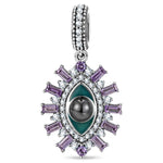 Sterling Silver Enchanted Eye Dangle Charms With Enamel In Blackened 925 Sterling Silver