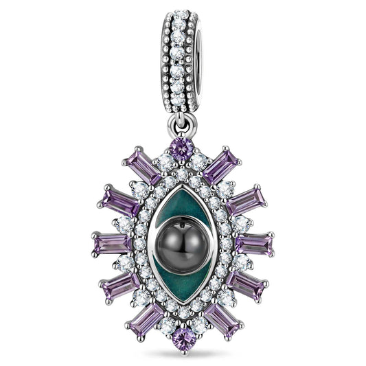 gona- Sterling Silver Enchanted Eye Dangle Charms With Enamel In Blackened 925 Sterling Silver
