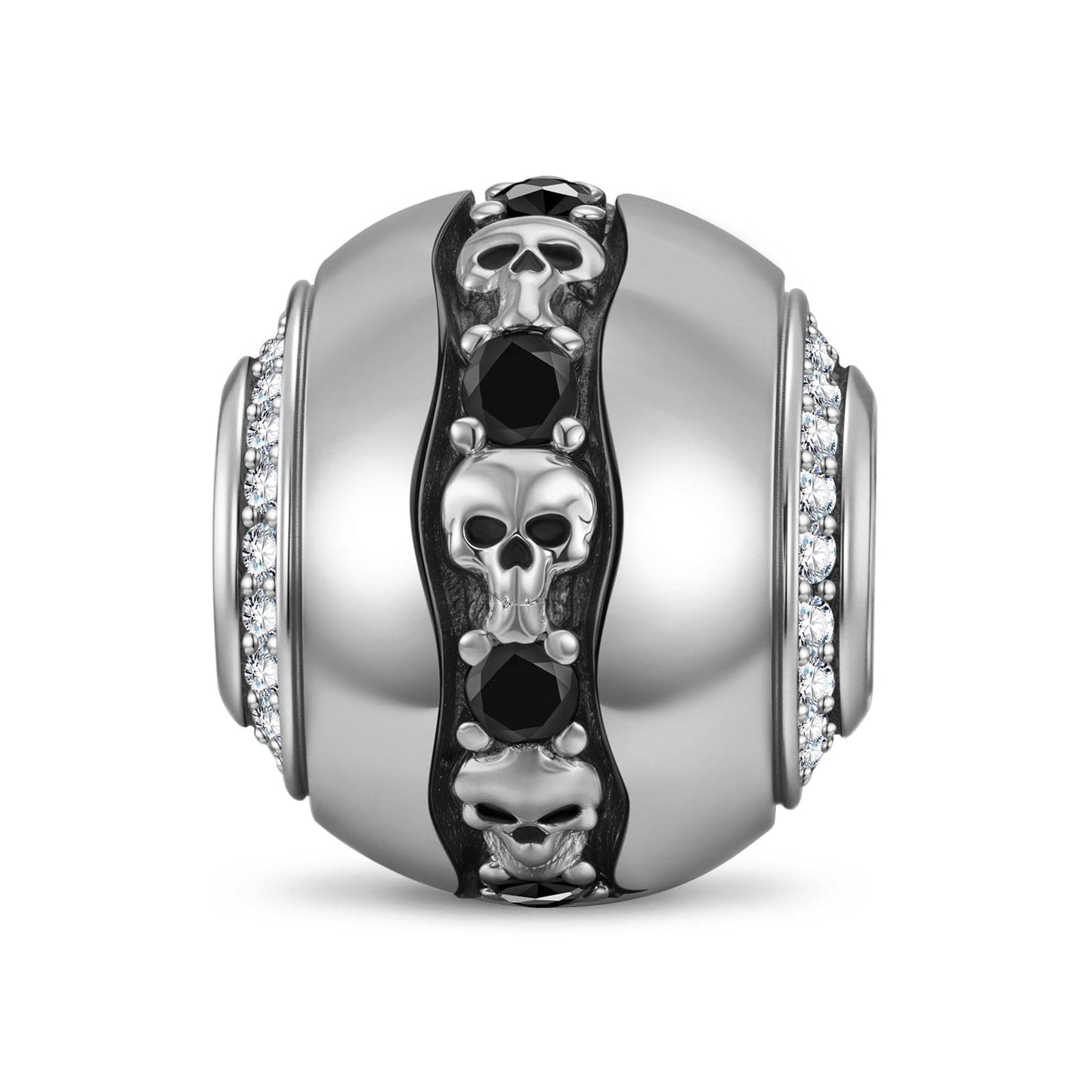 Sterling Silver Skull's Bite Charms In Blackened 925 Sterling Silver