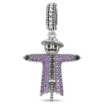 Sterling Silver Skeleton Sentinel Dangle Charms In Blackened 925 Sterling Silver