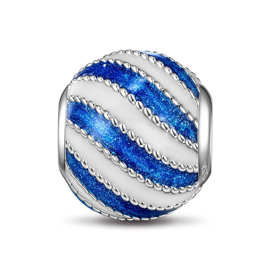 gon- Sterling Silver White Sea Waves Charms With Enamel In White Gold Plated