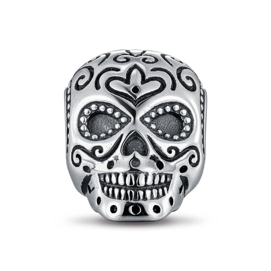 gon- Sterling Silver Skulls Charms With Enamel In Blackened 925 Sterling Silver