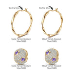 Purple Star Tarnish-resistant Silver Charms Earrings Set M Size Classic Hoop Earrings with Sterling Silver Ear Post In 14K Gold Plated