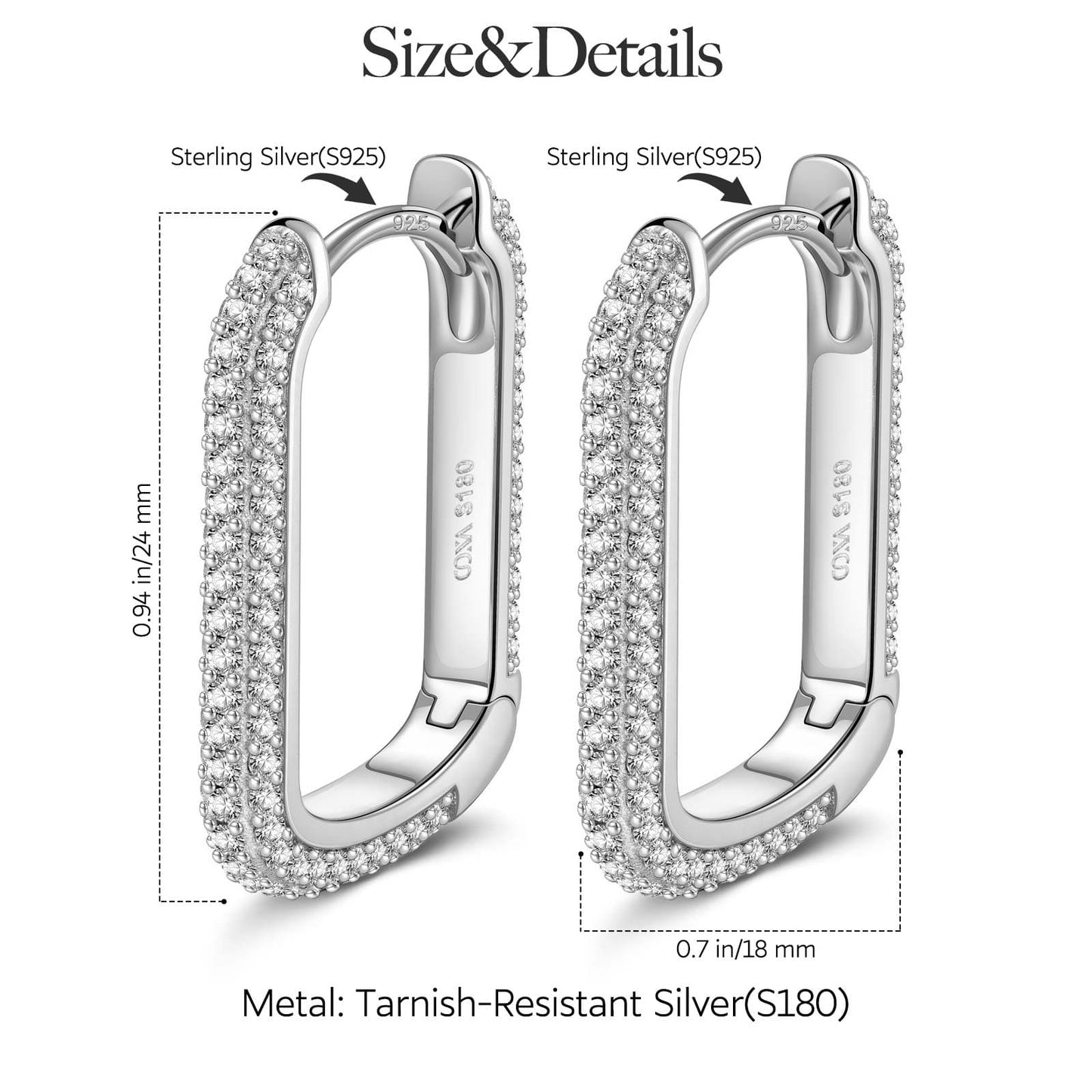 Shimmering Beauty Tarnish-resistant Silver Classic Earrings with Sterling Silver Ear Post In White Gold Plated