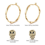 Mummies Whisper Tarnish-resistant Silver Charms Earrings Set With Enamel In 14K Gold Plated