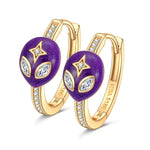 Mysterious Alien Tarnish-resistant Silver Classic Hoop Earrings with Sterling Silver Ear Post With Enamel In 14K Gold Plated