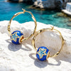 [💥As @ginagoingsilver's Pick] Cute Blue Starfish Tarnish-resistant Silver Charms Earrings Set with Enamle M size Classic Hoop Earrings with Sterling Silver Ear Post In 14K Gold Plated