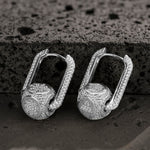 Robot and Light Tarnish-resistant Silver Charms Earrings Set with Sterling Silver Ear Post In White Gold Plated