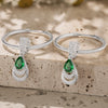 Emerald Gracefulness Tarnish-resistant Silver Charms Earrings Set With Classic Hoop Earrings with Sterling Silver Ear Post In White Gold Plated