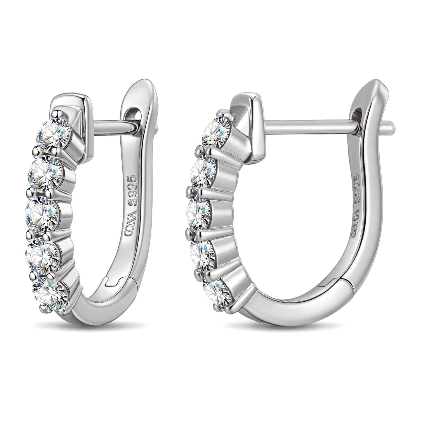 Tarnish-resistant Silver 5A Cubic Zirconia Classic Hoop Earrings with Sterling Silver Ear Post In White Gold Plated