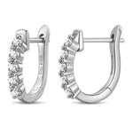 Tarnish-resistant Silver 5A Cubic Zirconia Classic Hoop Earrings with Sterling Silver Ear Post In White Gold Plated