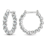 Tarnish-resistant Silver 5A Cubic Zirconia Classic Hoop Earrings with Sterling Silver Ear Post In White Gold Plated