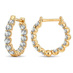Tarnish-resistant Silver 5A Cubic Zirconia Classic Hoop Earrings with Sterling Silver Ear Post In 14K Gold Plated