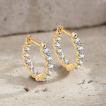 Tarnish-resistant Silver 5A Cubic Zirconia Classic Hoop Earrings with Sterling Silver Ear Post In 14K Gold Plated