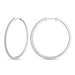 Tarnish-resistant Silver 5A Cubic Zirconia Classic Hoop Earrings with Sterling Silver Ear Post In White Gold Plated