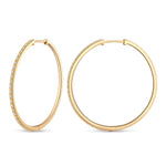 Tarnish-resistant Silver 5A Cubic Zirconia Classic Hoop Earrings with Sterling Silver Ear Post In 14K Gold Plated