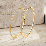 Tarnish-resistant Silver 5A Cubic Zirconia Classic Hoop Earrings with Sterling Silver Ear Post In 14K Gold Plated