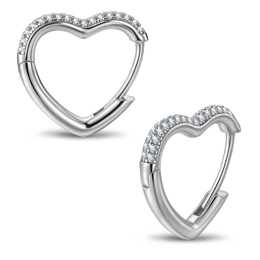 gona- Luminous Love Tarnish-resistant Silver 5A Cubic Zirconia Classic Hoop Earrings with Sterling Silver Ear Post In White Gold Plated