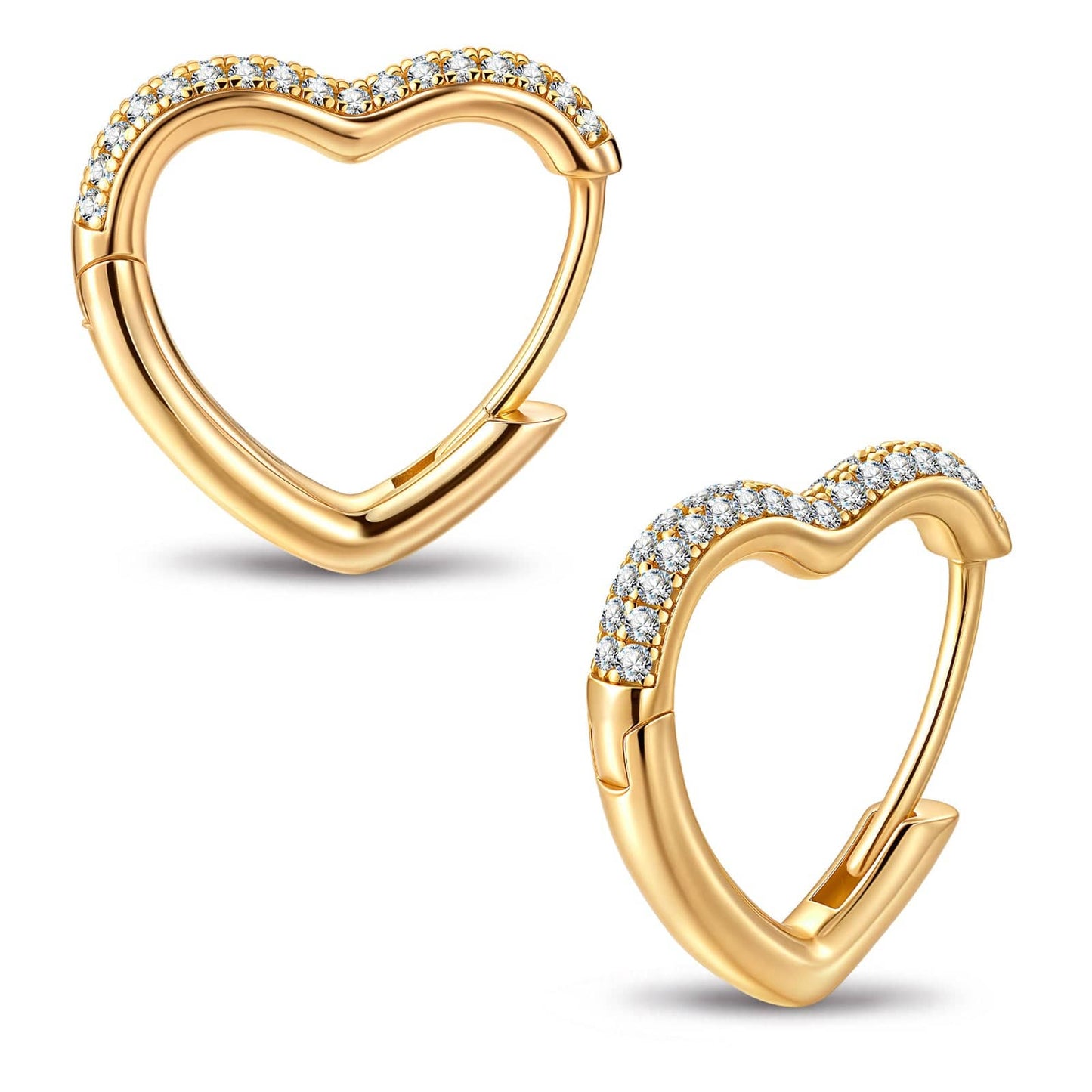 Luminous Love Tarnish-resistant Silver 5A Cubic Zirconia Classic Hoop Earrings with Sterling Silver Ear Post In 14K Gold Plated