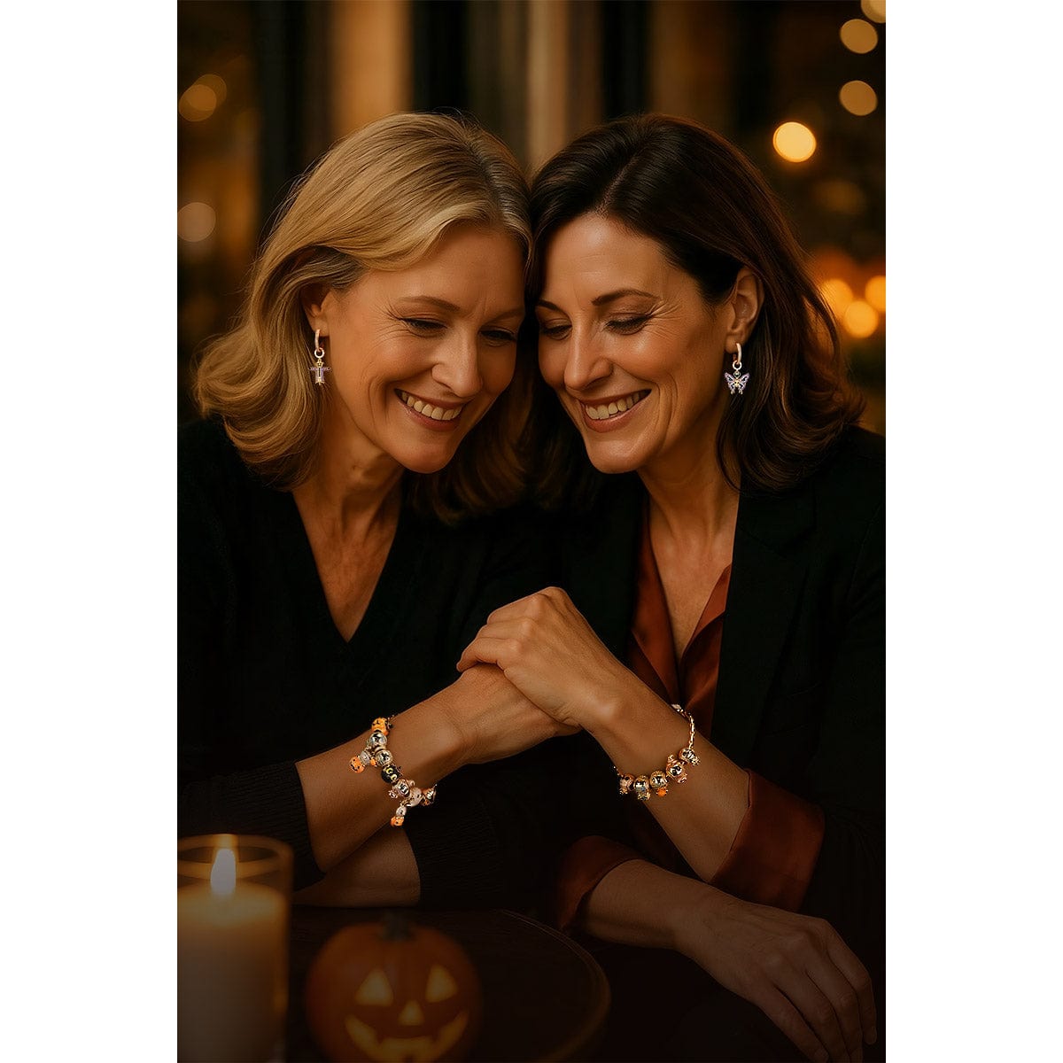 Skeleton Sentinel Tarnish-resistant Silver Charms Earrings Set In 14K Gold Plated