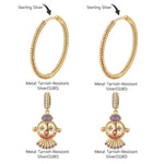 Harlequin's Haunt Tarnish-resistant Silver Charms Earrings Set With Enamel In 14K Gold Plated