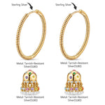 Volcanic Shore Multicolor Pearl Sunburst Hoop Earrings in Tarnish-Resistant Silver