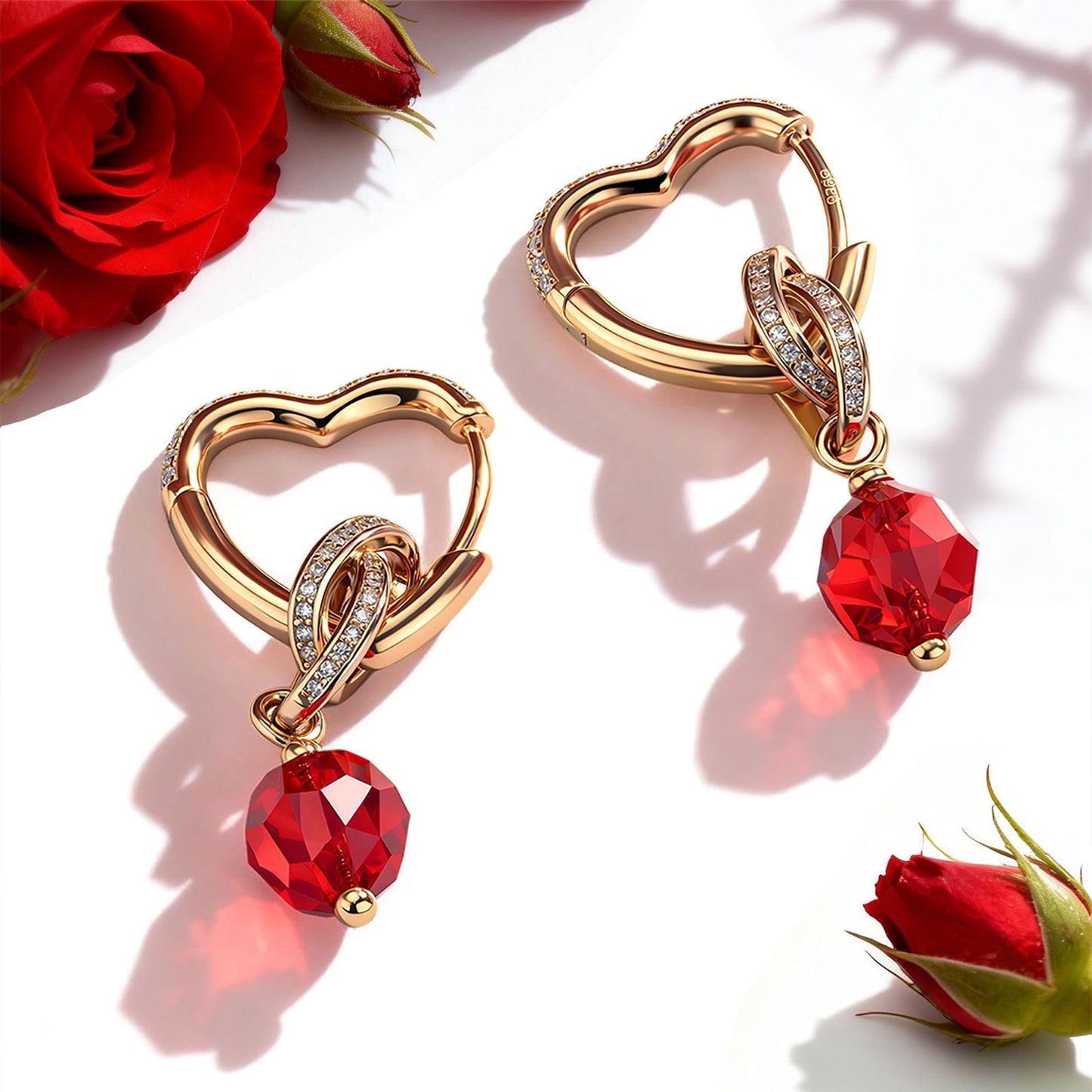 Fiery Allure Tarnish-resistant Silver Charms Earrings Set with Sterling Silver Ear Post In 14K Gold Plated - Handcrafted with Swarovski® Crystals