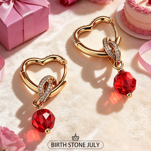 gona- Fiery Allure Tarnish-resistant Silver Charms Earrings Set with Sterling Silver Ear Post In 14K Gold Plated - Handcrafted with Swarovski® Crystals
