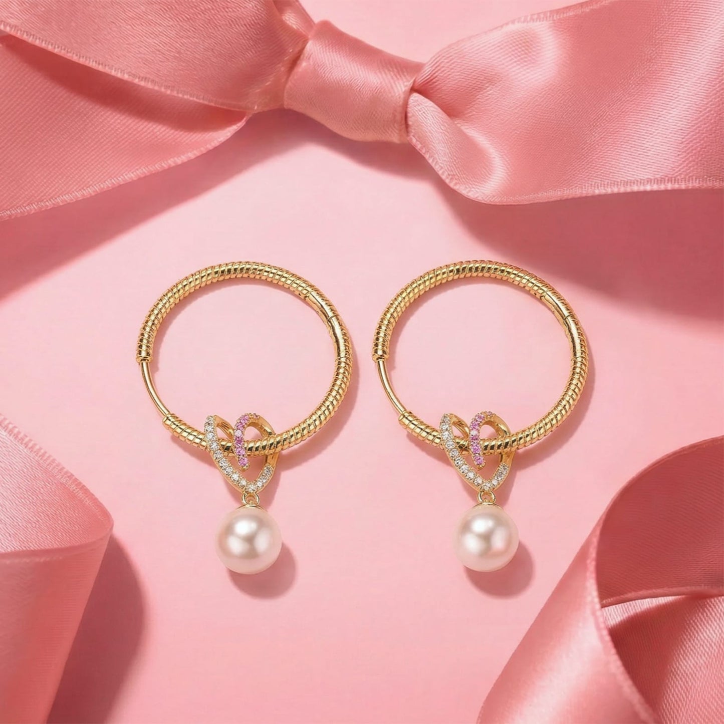 Sentimental Heart Pearl Tarnish-resistant Silver Drop Earrings In 14K Gold Plated