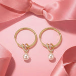 Sentimental Heart Pearl Tarnish-resistant Silver Drop Earrings In 14K Gold Plated