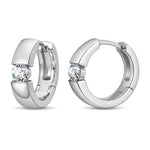 Tarnish-resistant Silver Lab-Grown Moissanite Classic Hoop Earrings with Sterling Silver Ear Post In White Gold Plated