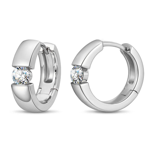 gona- Tarnish-resistant Silver Lab-Grown Moissanite Classic Hoop Earrings with Sterling Silver Ear Post In White Gold Plated